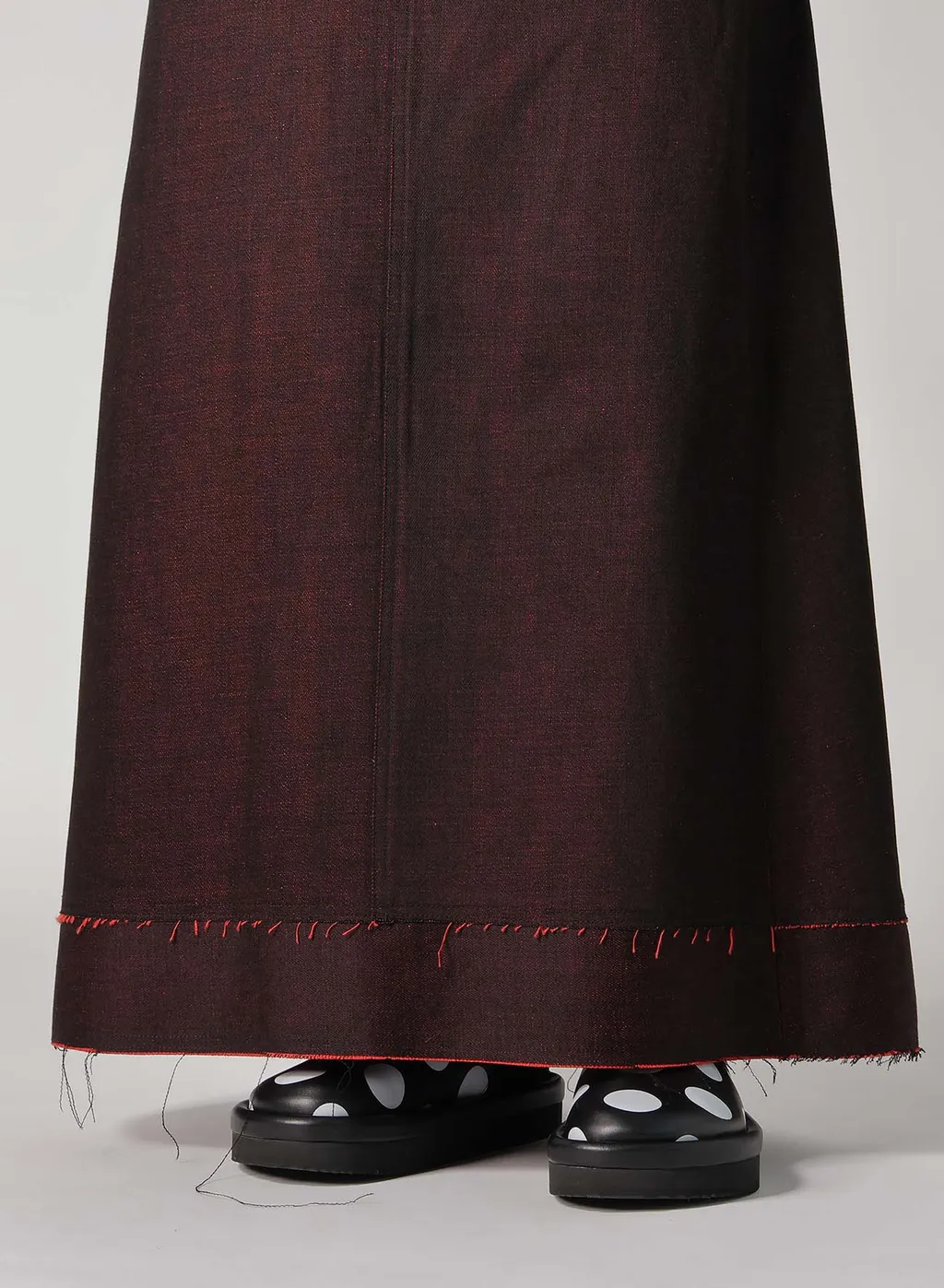 Back Red Black Denim Skirt