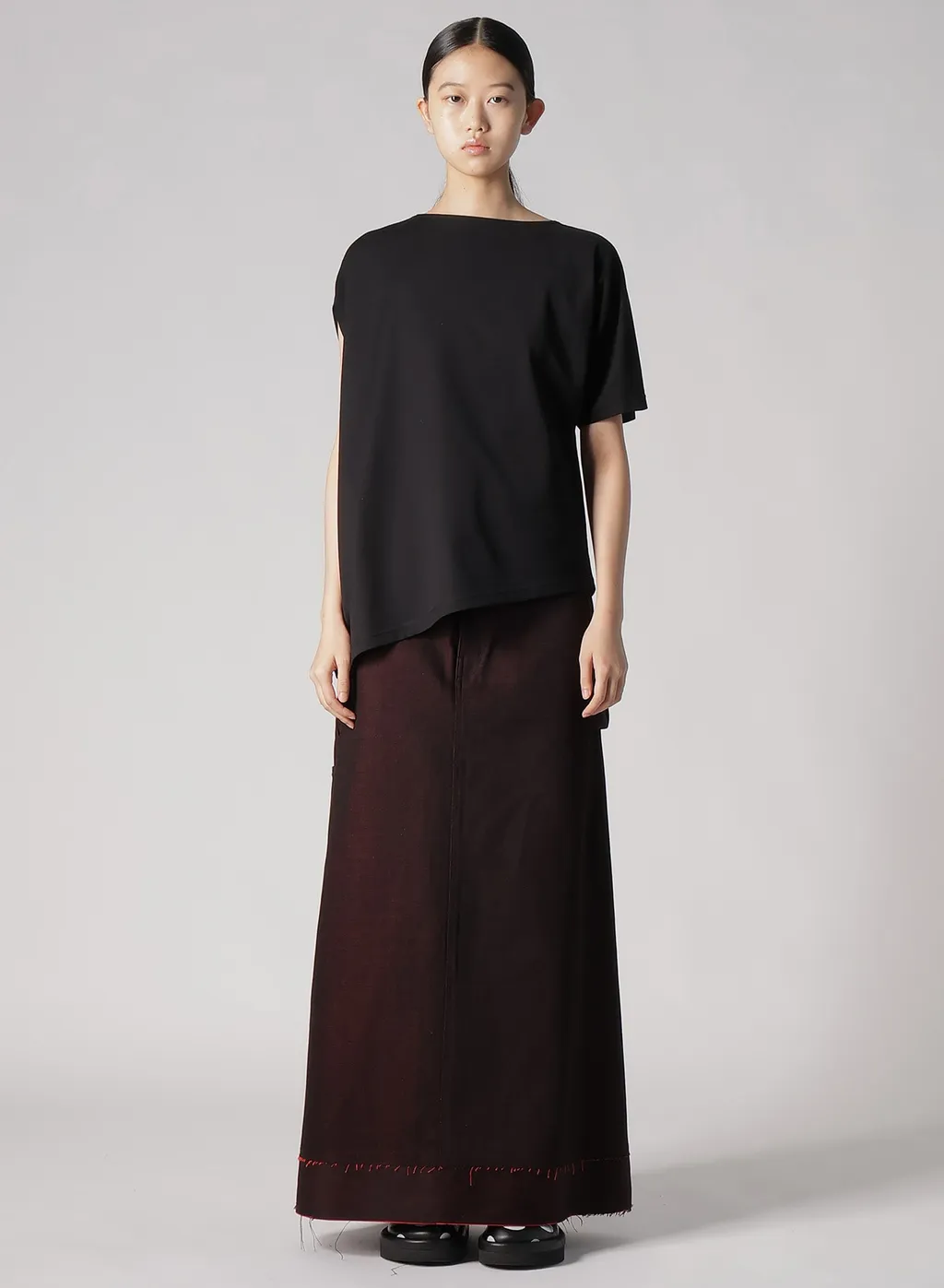 Back Red Black Denim Skirt