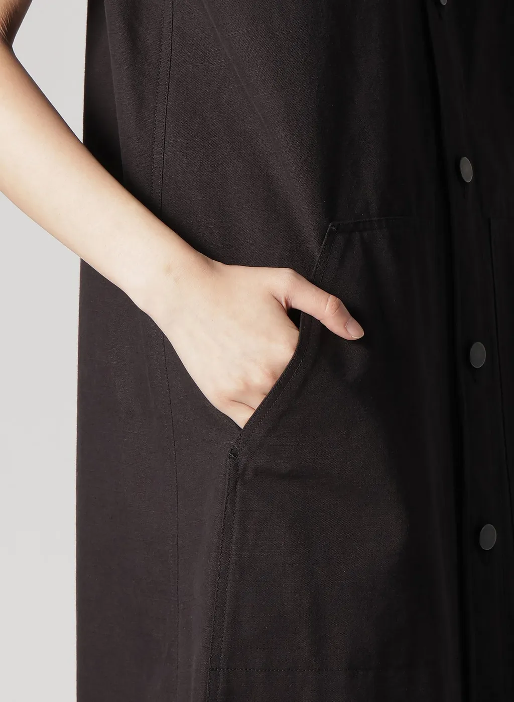 Slub Duck Front Open Dress