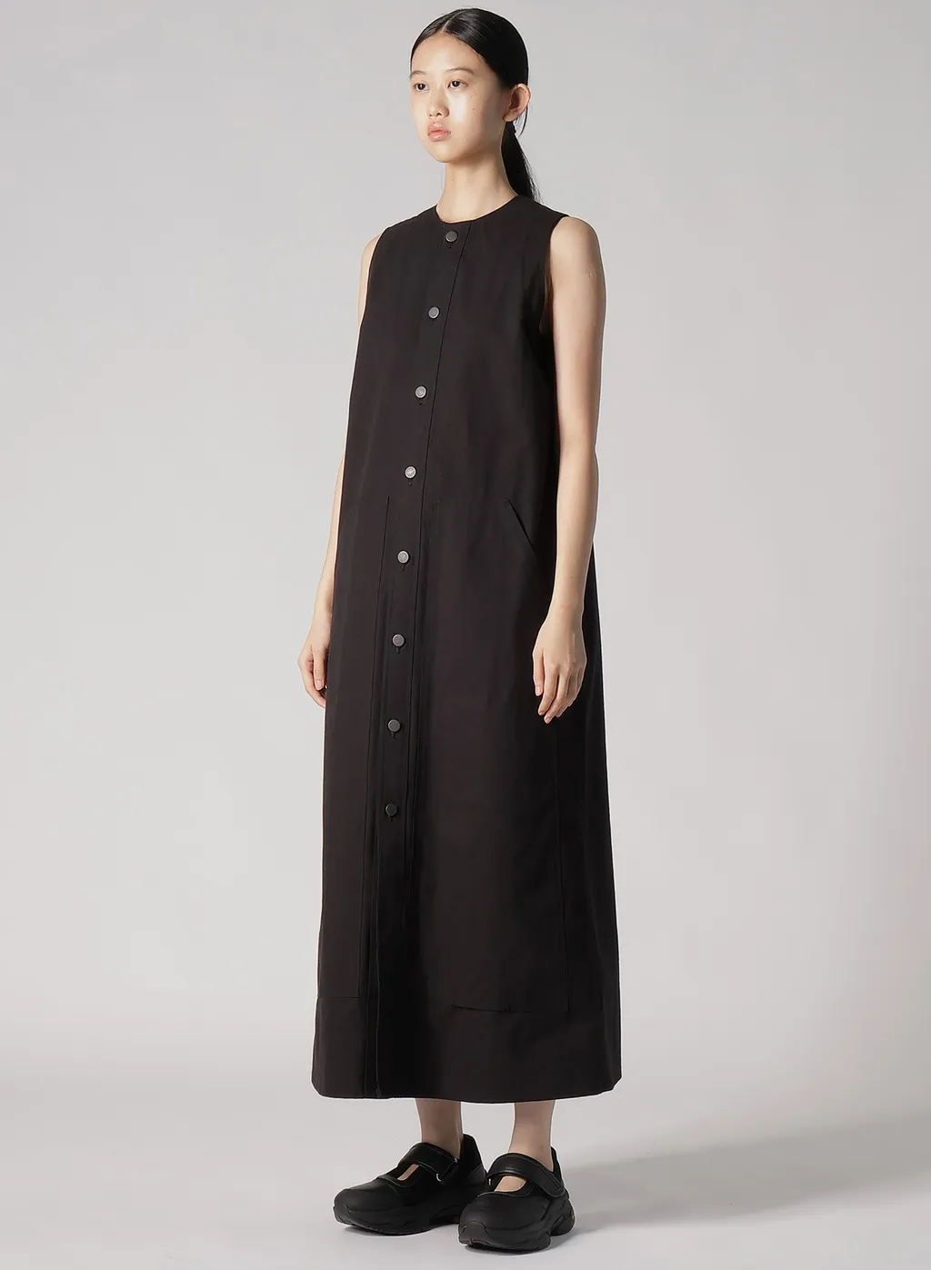 Slub Duck Front Open Dress
