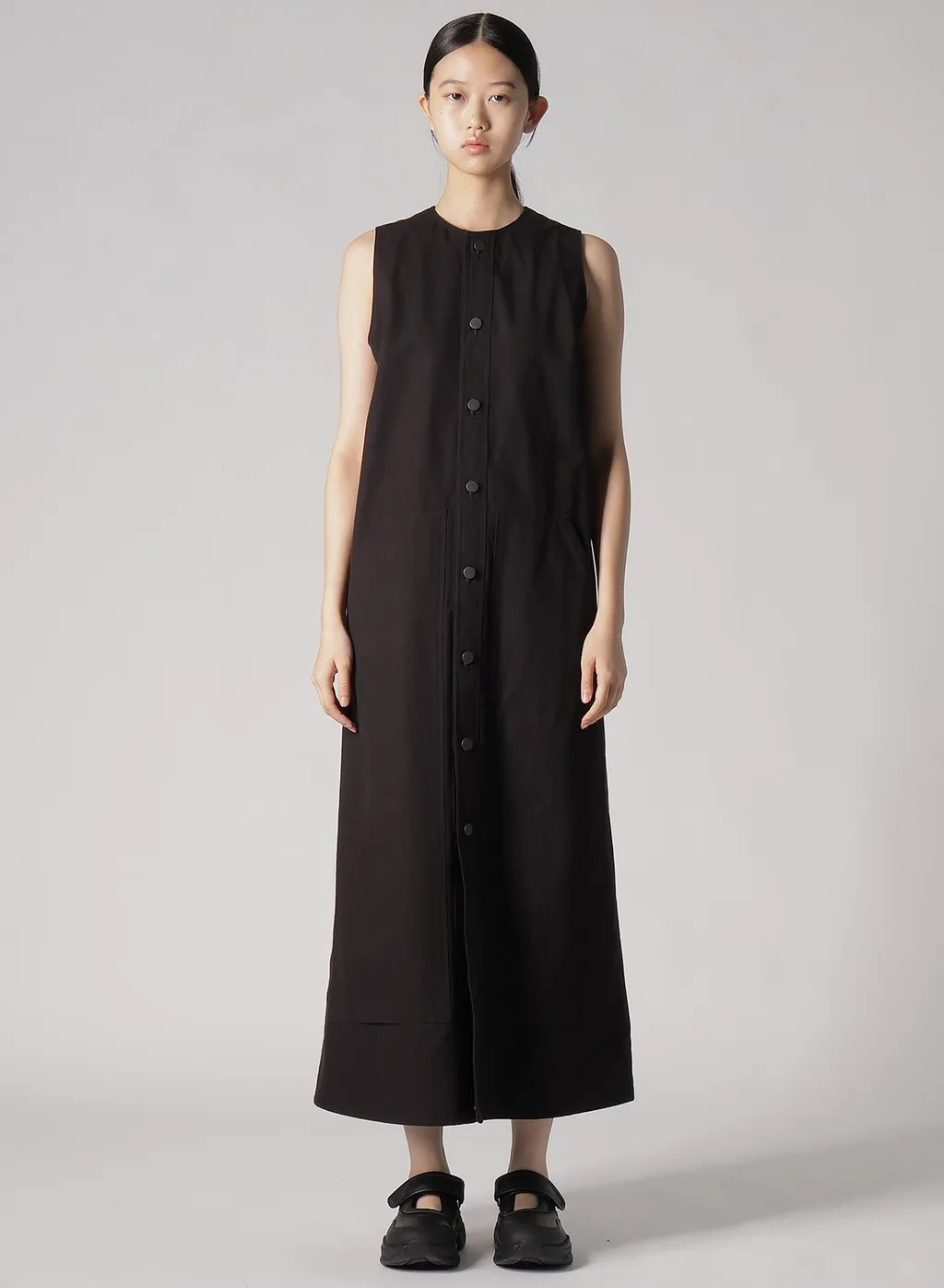 Slub Duck Front Open Dress