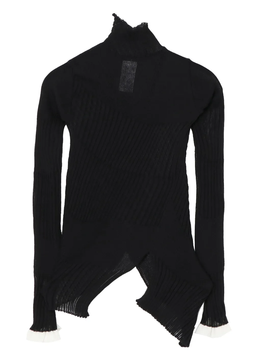 Sheer Asymmetry Ribbed Knit