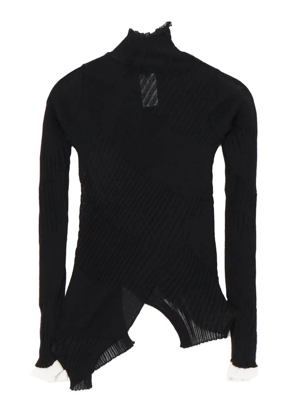Sheer Asymmetry Ribbed Knit