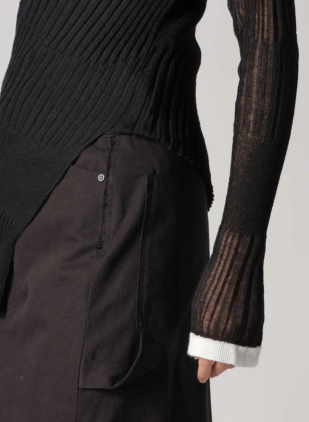 Sheer Asymmetry Ribbed Knit