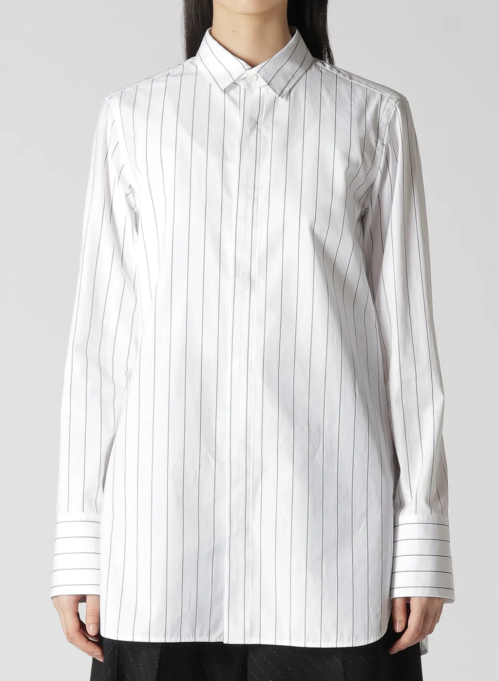 Stripe Shirt Collar Blouse