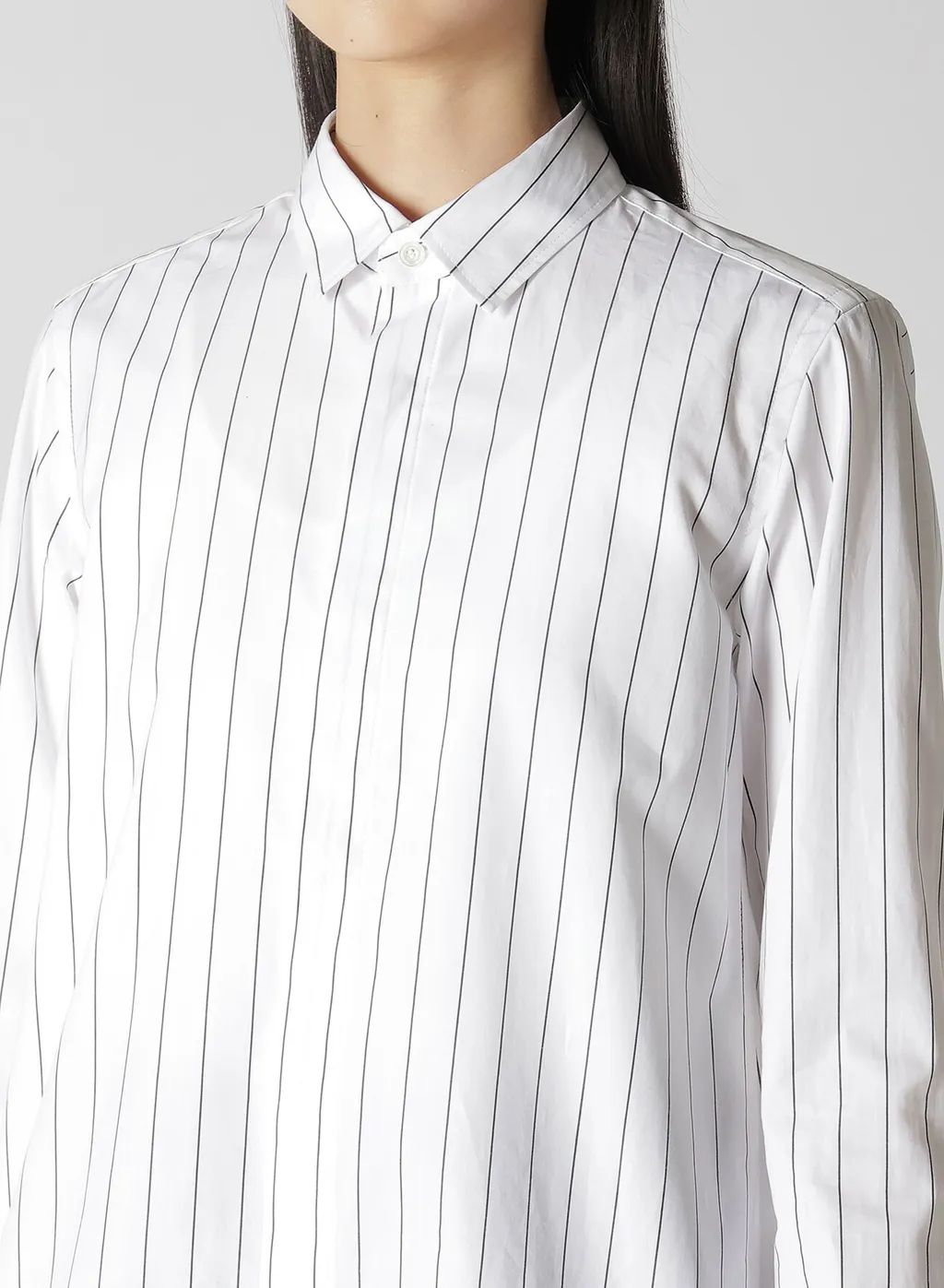 Stripe Shirt Collar Blouse