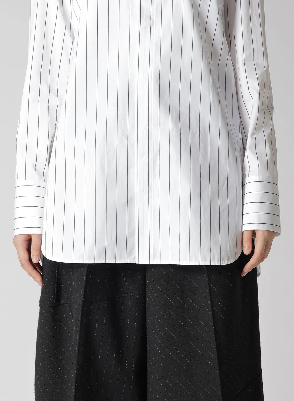 Stripe Shirt Collar Blouse