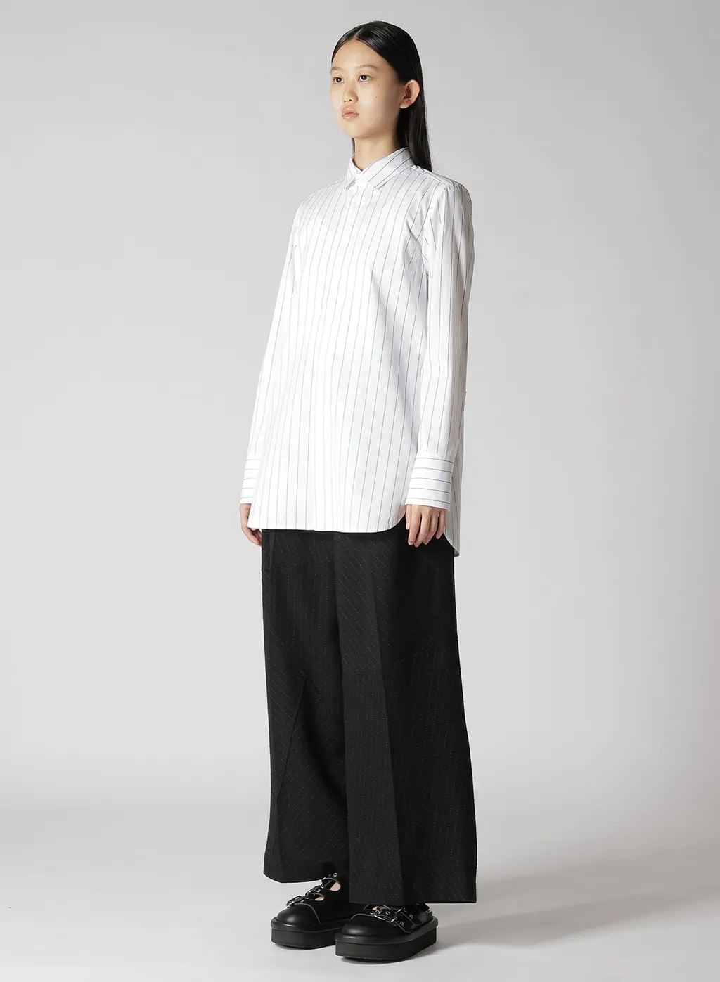 Stripe Shirt Collar Blouse