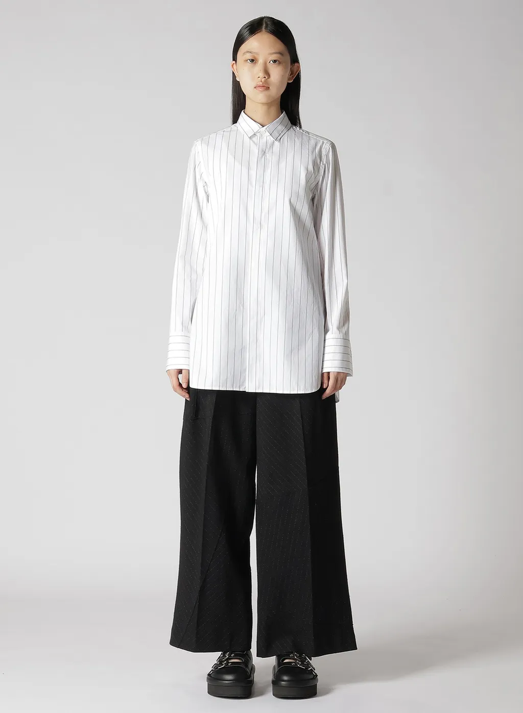 Stripe Shirt Collar Blouse