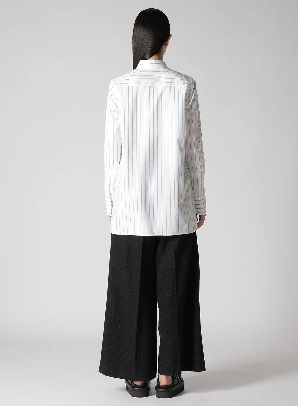 Stripe Shirt Collar Blouse