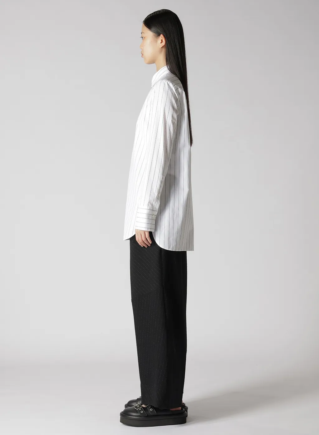 Stripe Shirt Collar Blouse
