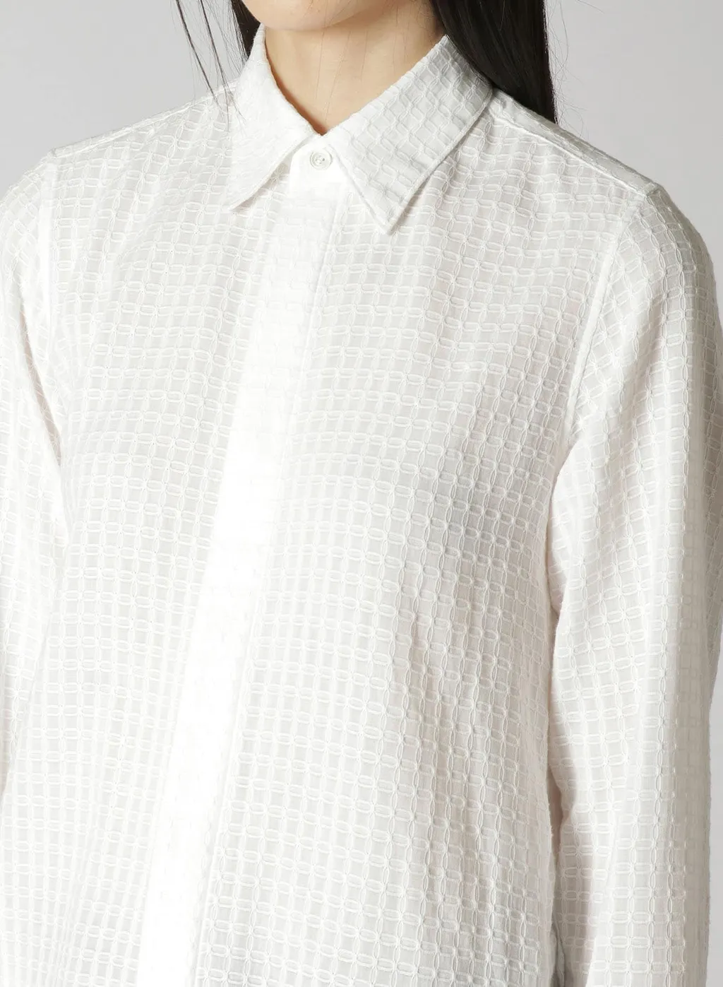 Leno Weave Cotton Long Shirt
