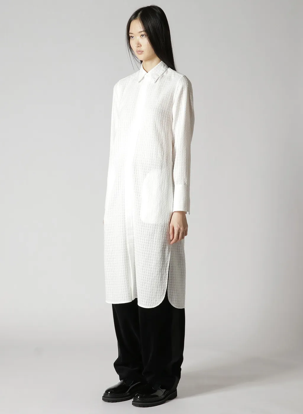 Leno Weave Cotton Long Shirt