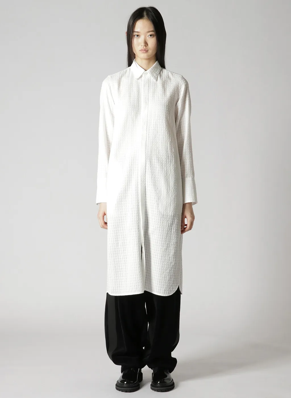 Leno Weave Cotton Long Shirt