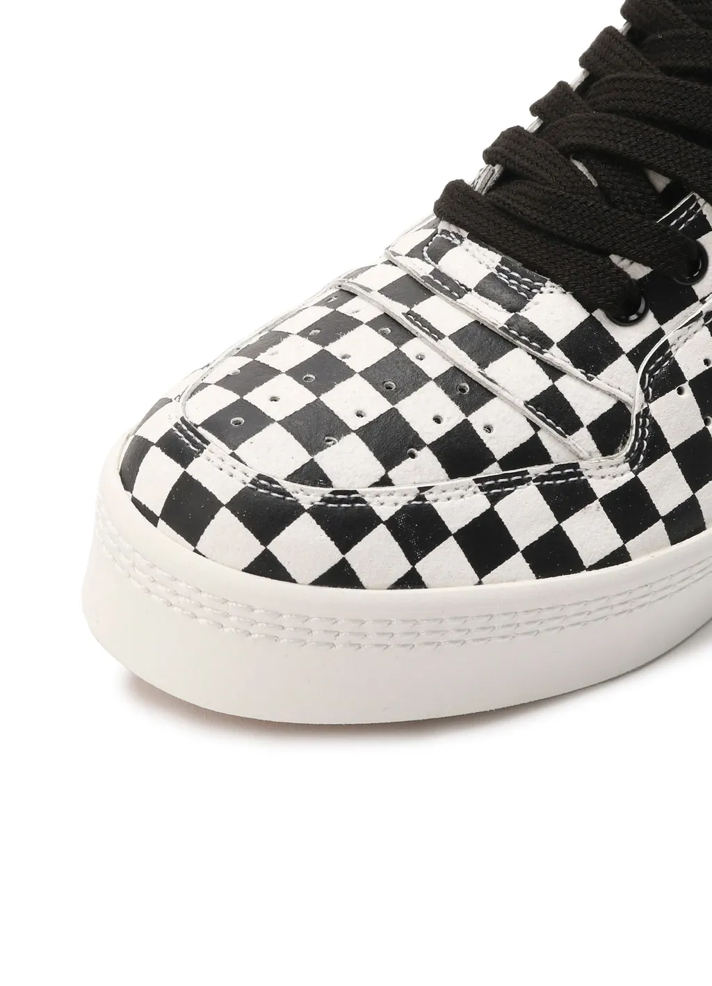 Plaid Pattern Leather Basket Shoes