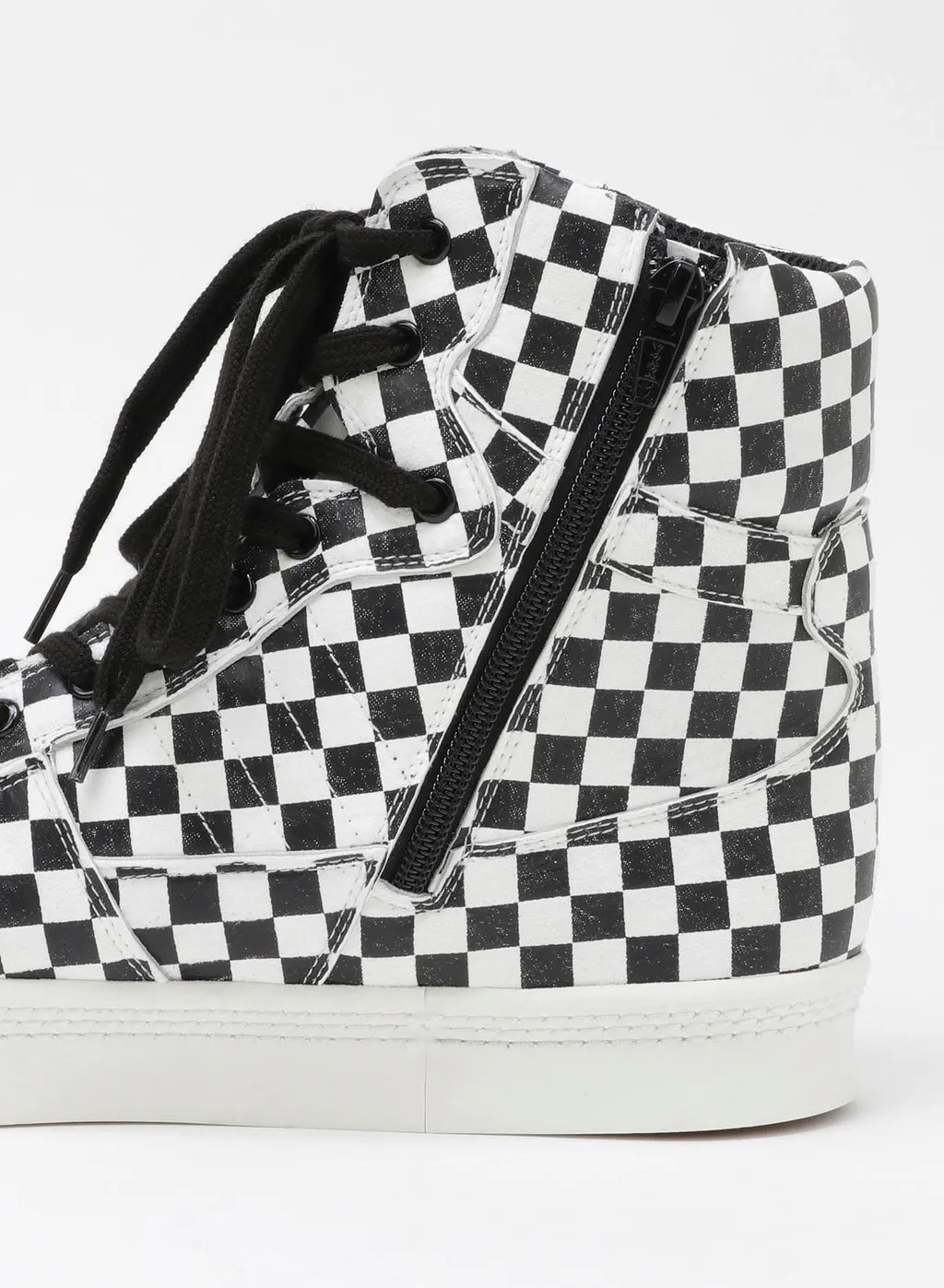 Plaid Pattern Leather Basket Shoes