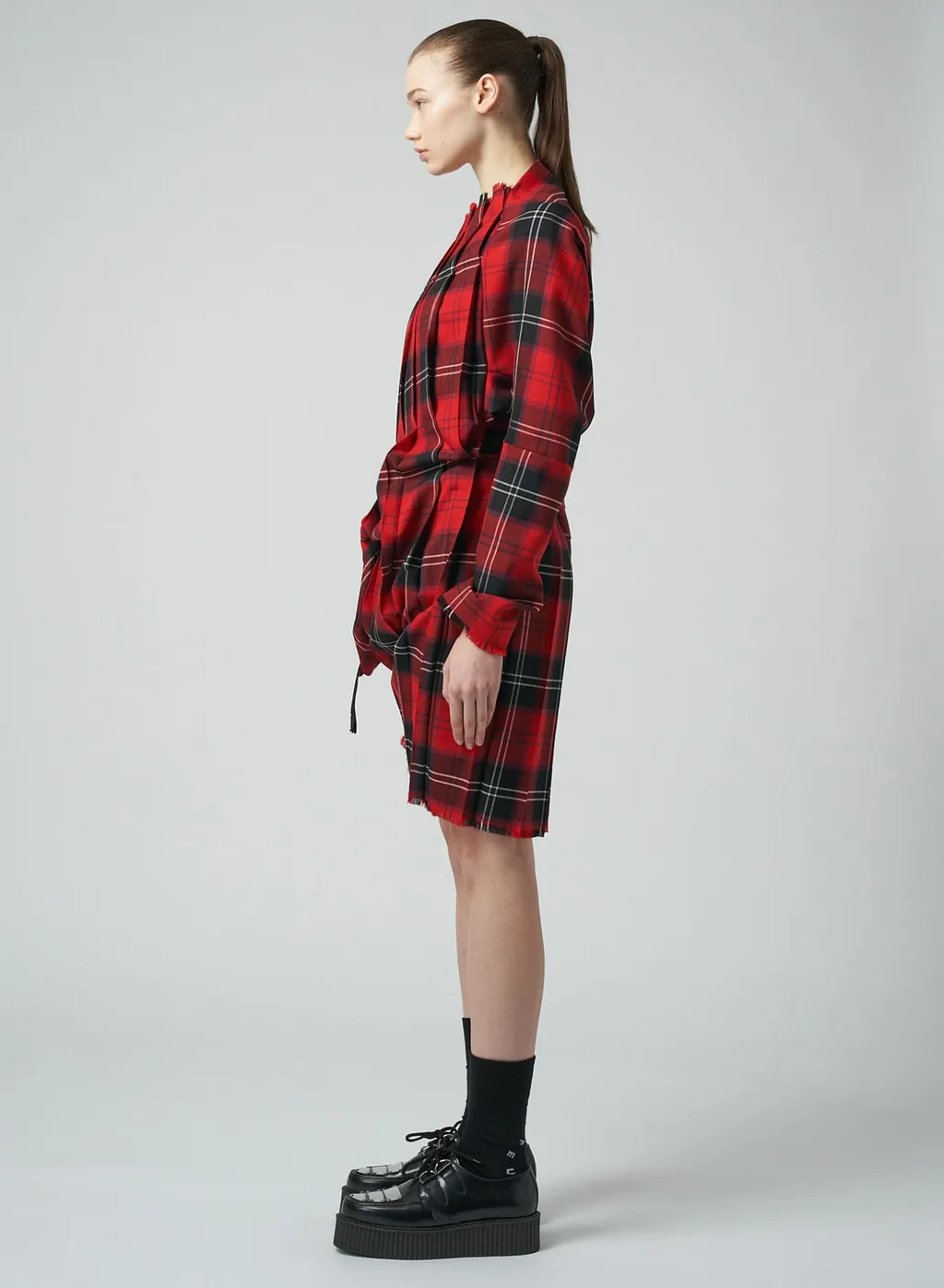 Wool Plaid Pleated Dress