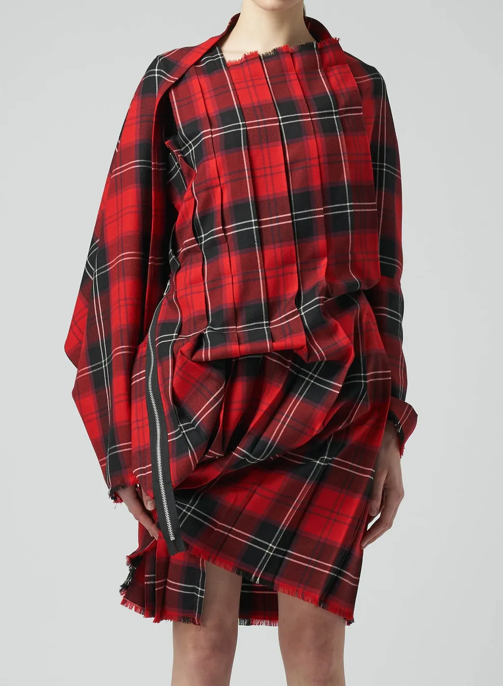 Wool Plaid Pleated Dress