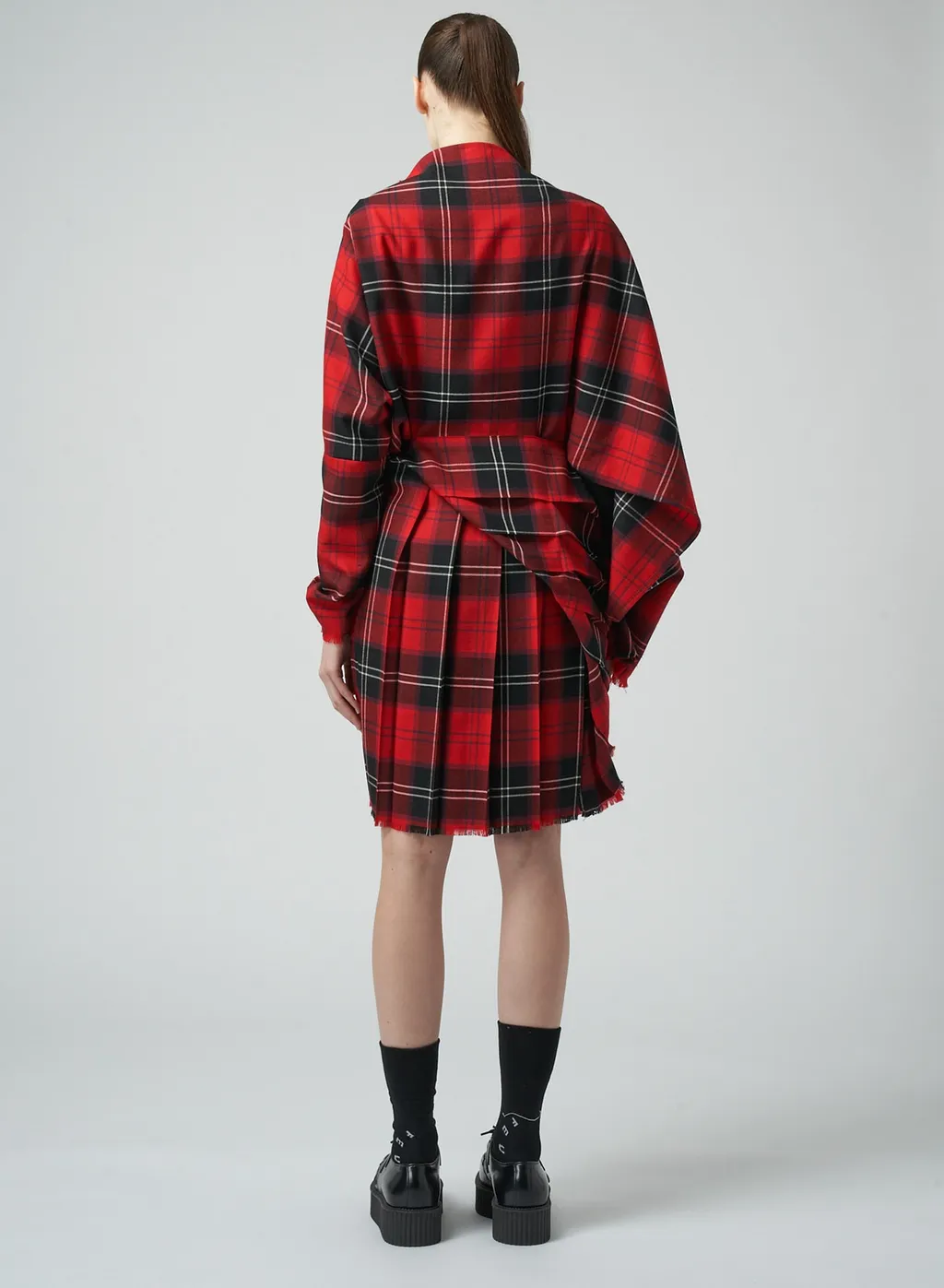 Wool Plaid Pleated Dress