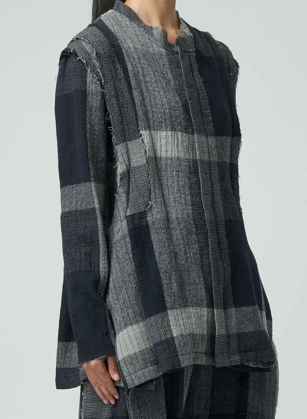 Layered Plaid Pattern Jacket