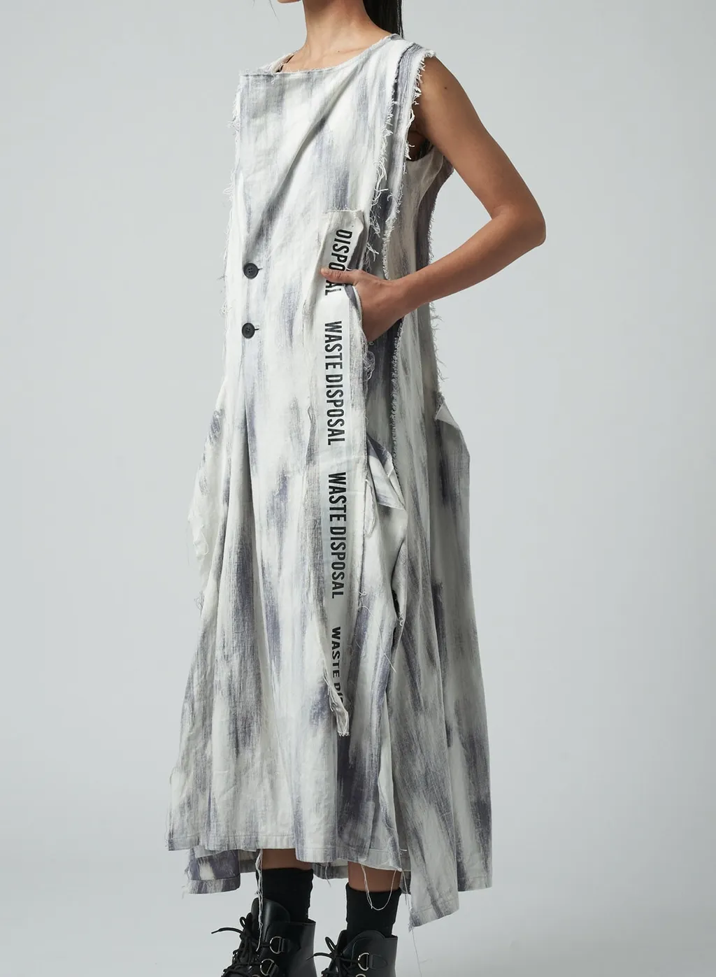Bleached Denim Layered Dress