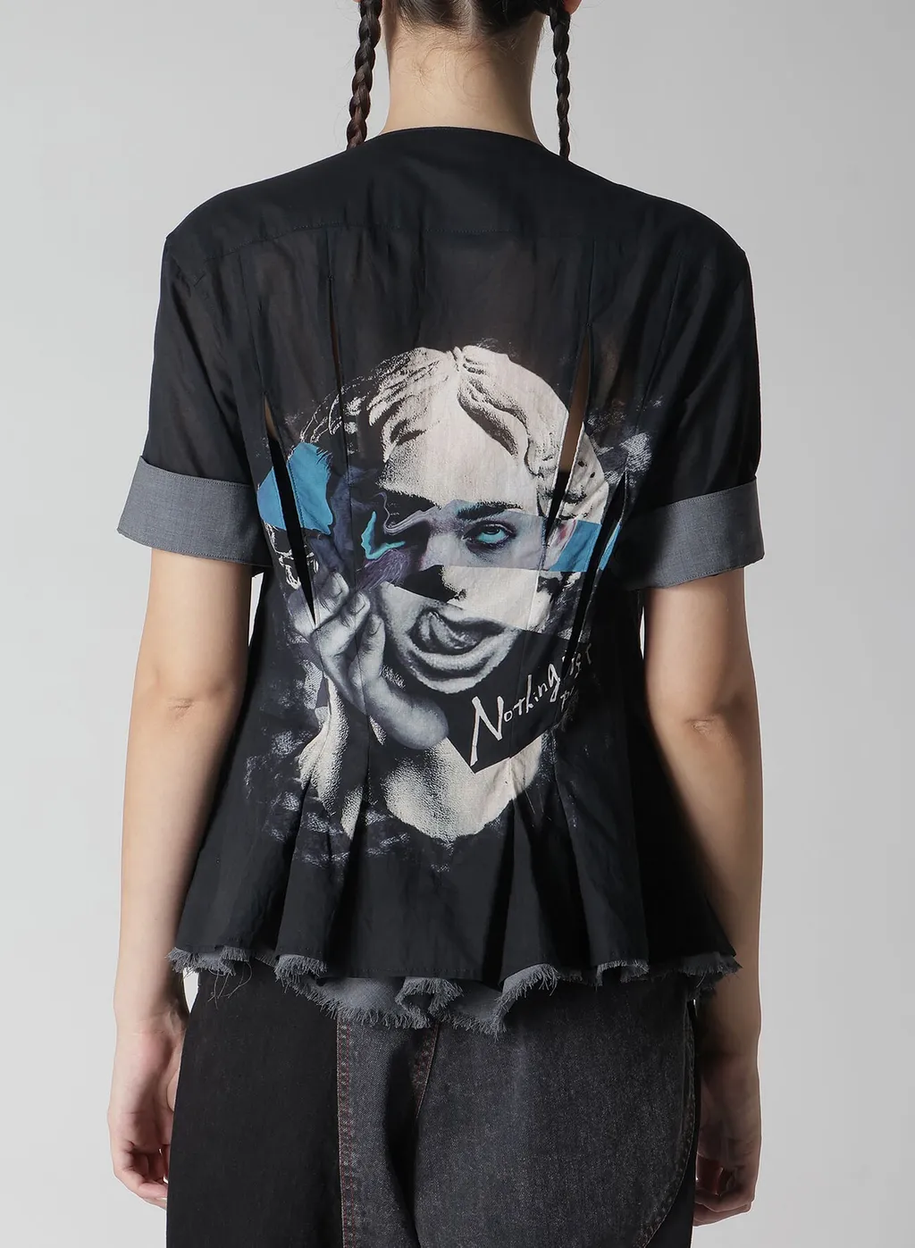 Statue Collage Slit Blouse