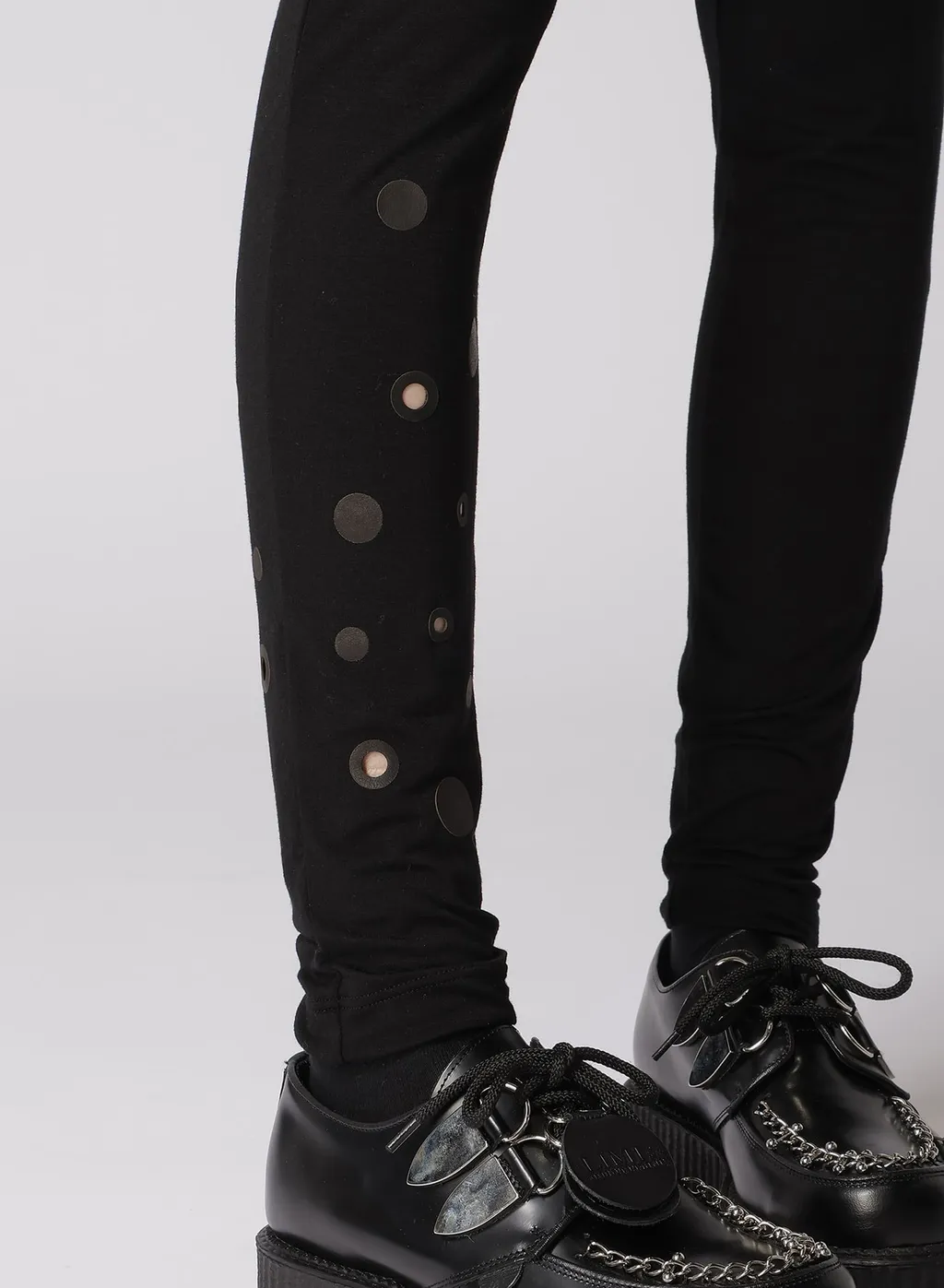 Leather Dot Jersey Leggings