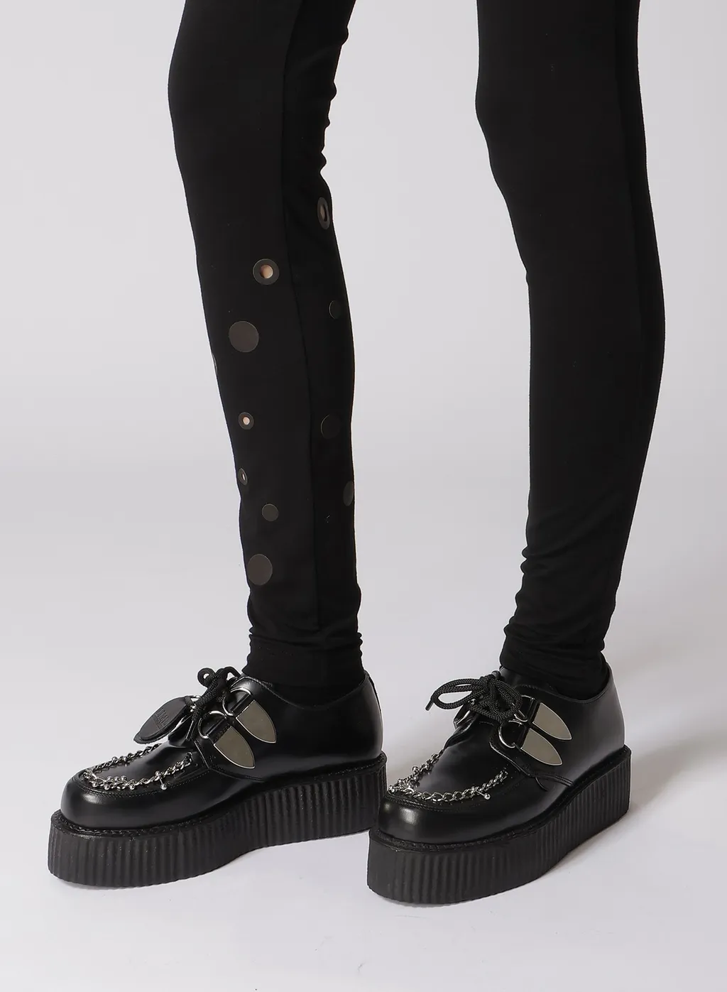 Leather Dot Jersey Leggings