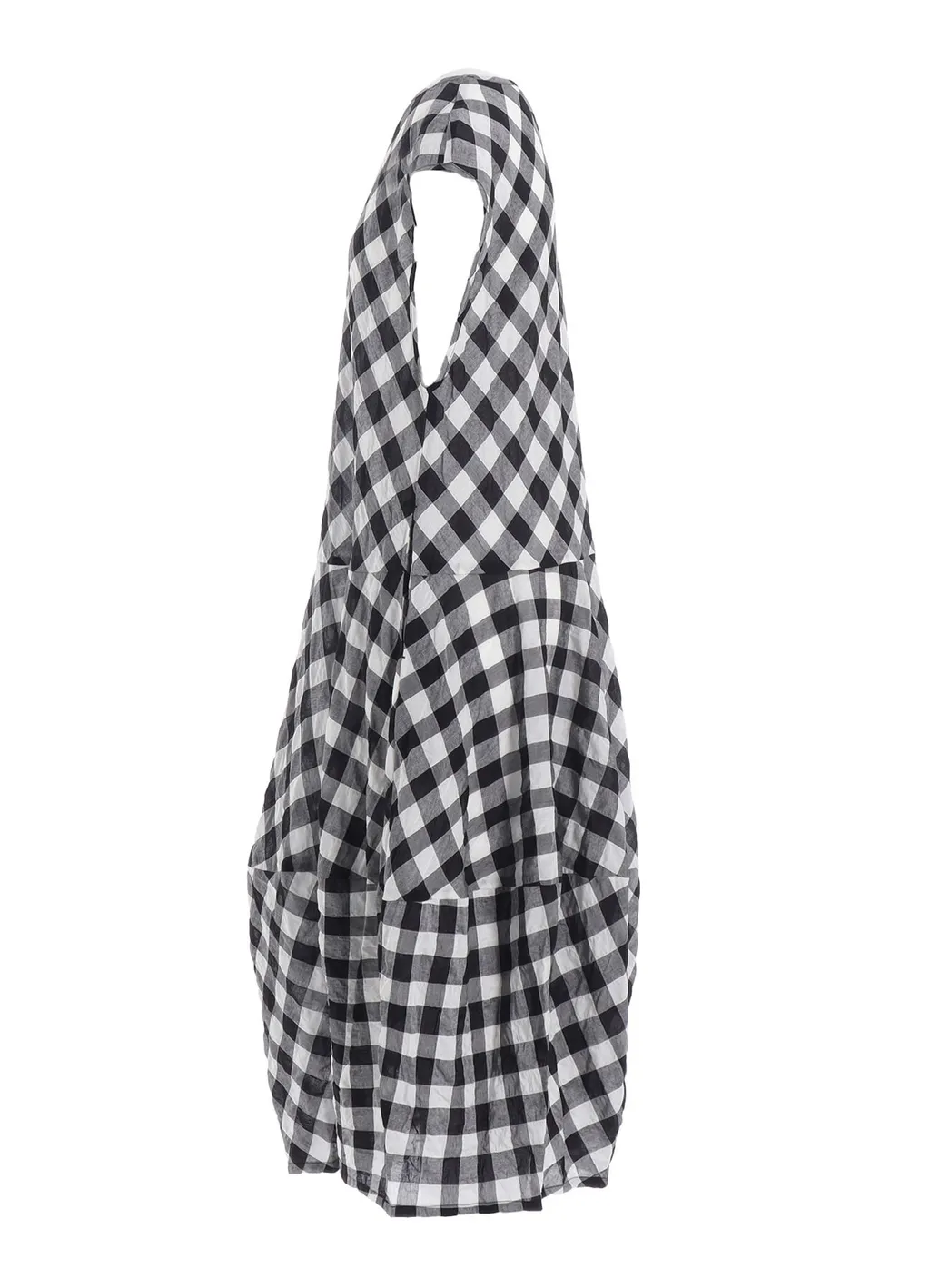 Shirring Plaid Jumper Dress