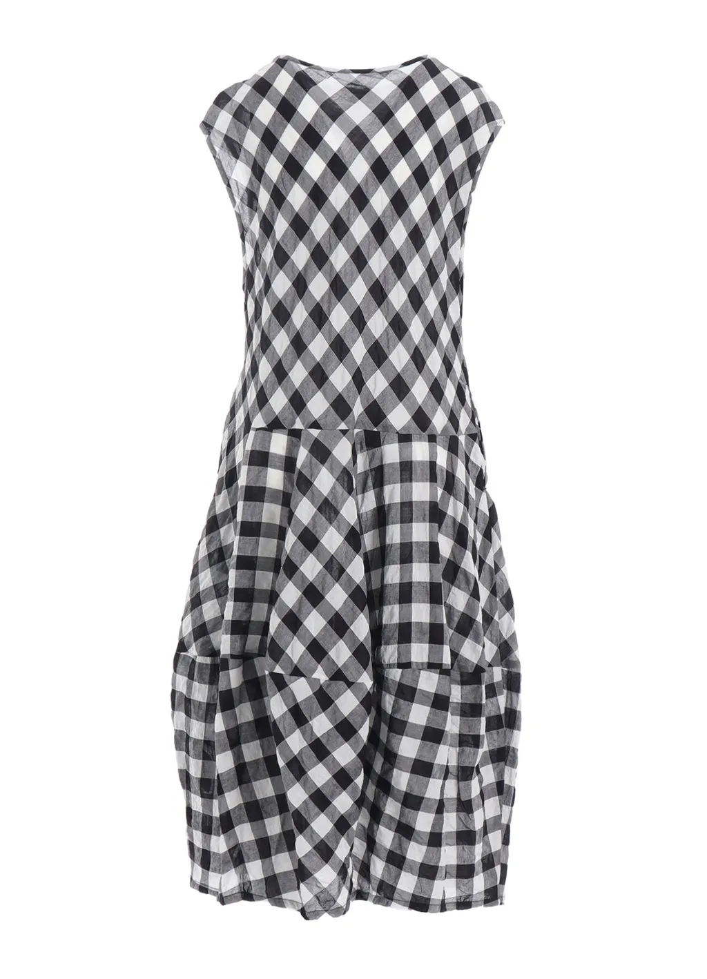 Shirring Plaid Jumper Dress