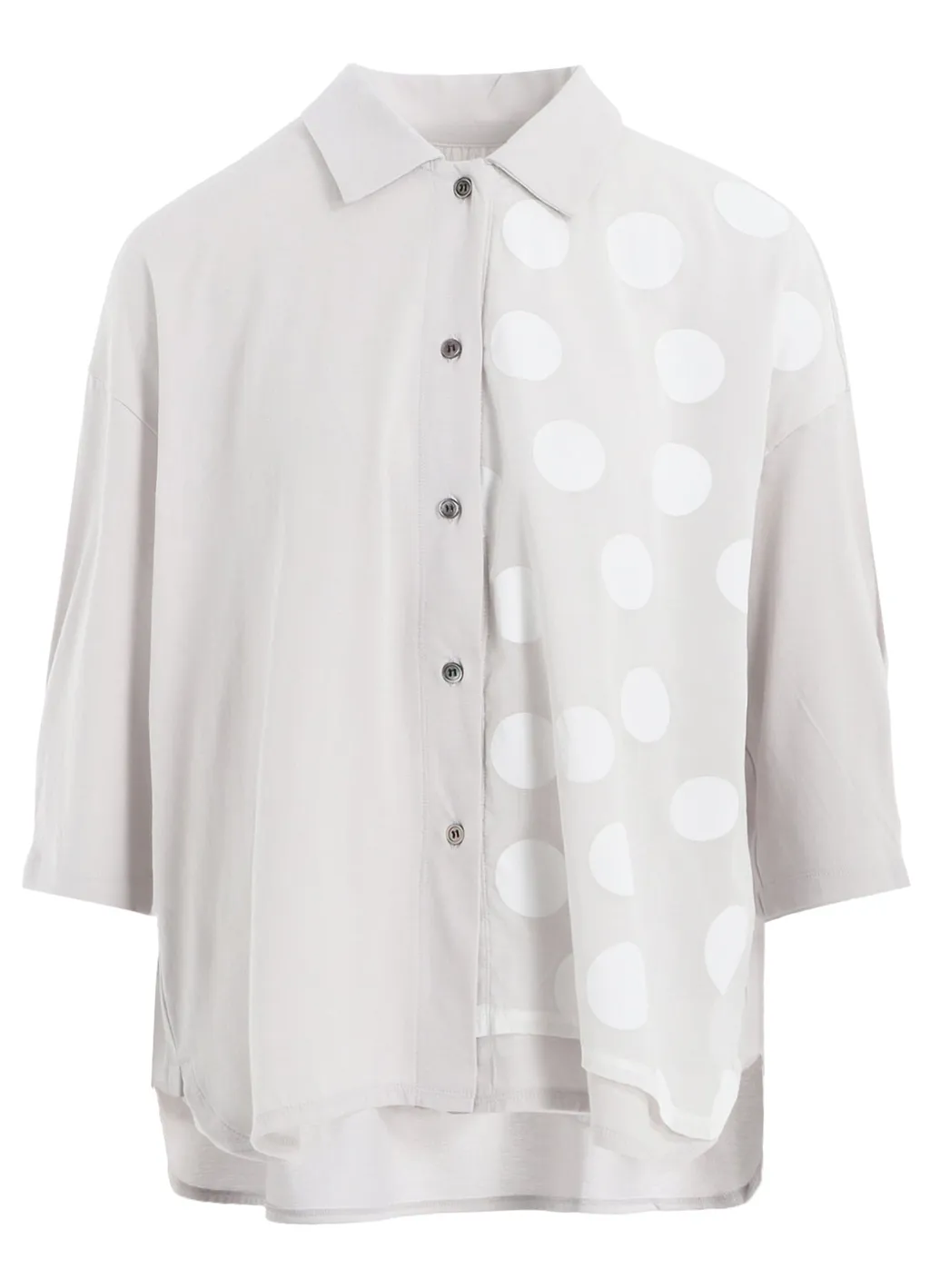 Jersey + Voile Dot Print Shirt Cardigan