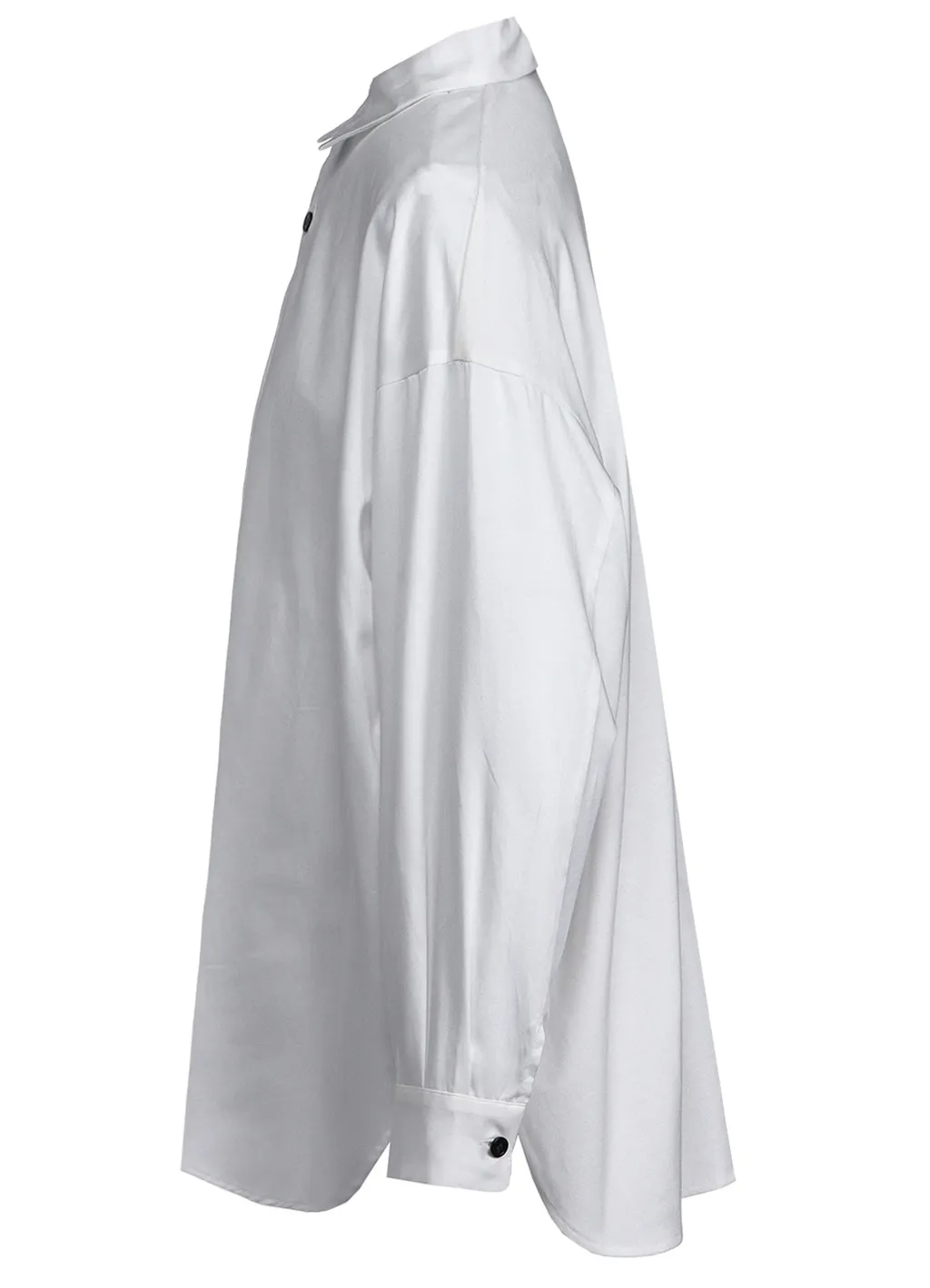 Cotton Satin Switching Collar Shirt