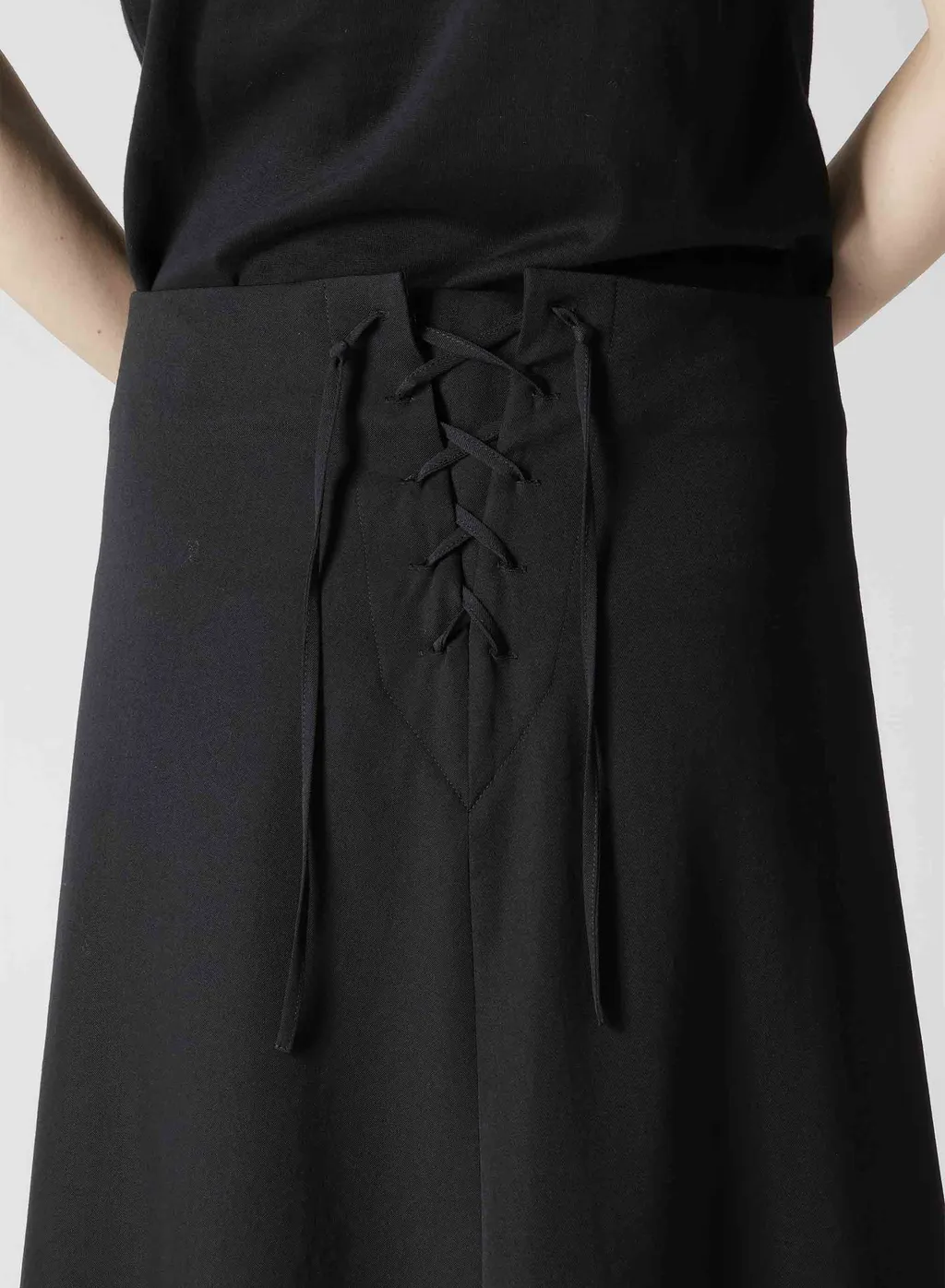 Wool Gabardine Back Lace Up Sailor Skirt