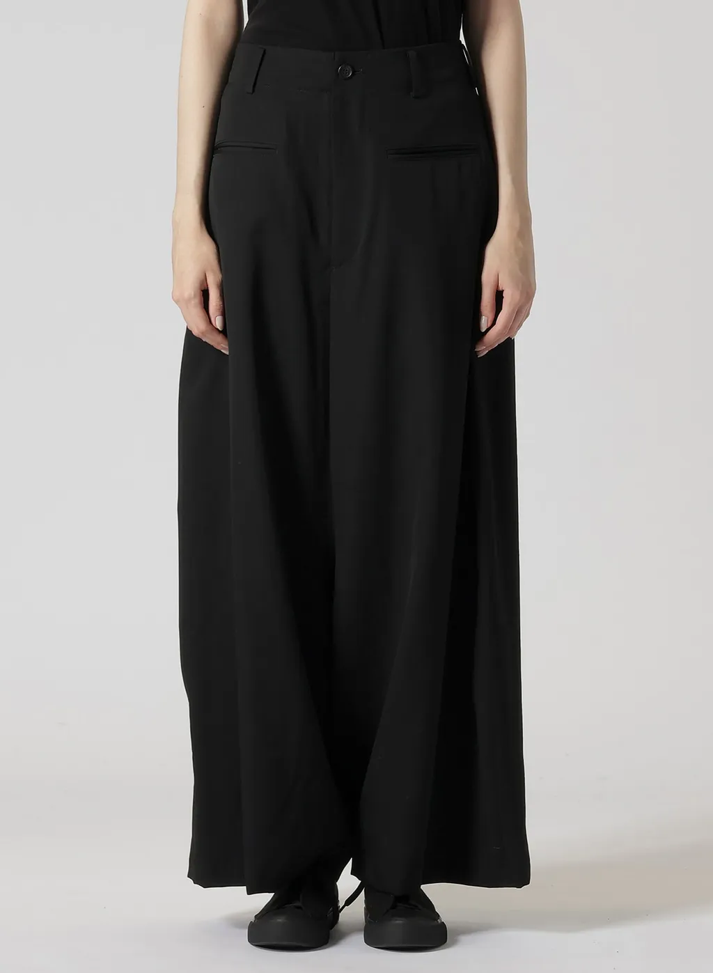 Gabardine R-Backside Flare Wide Pants