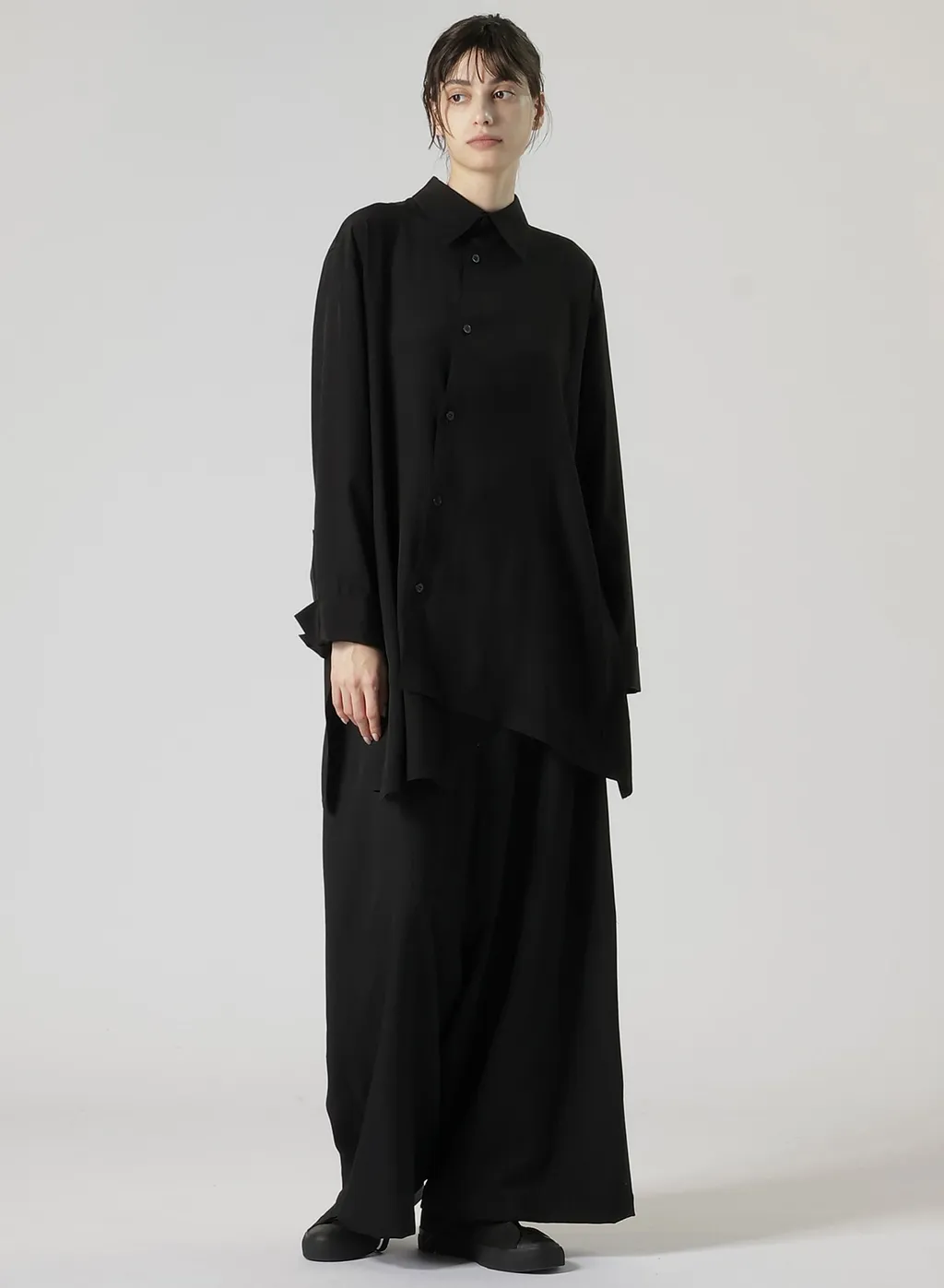 Gabardine R-Backside Flare Wide Pants
