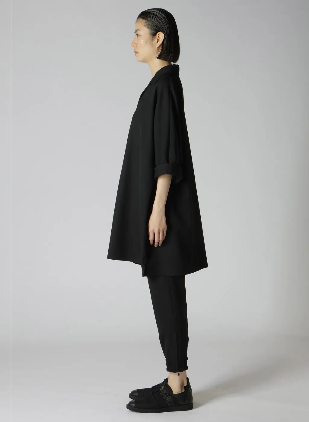 2/60 Wool Gabardine Open Collar Dolman Slv Dress