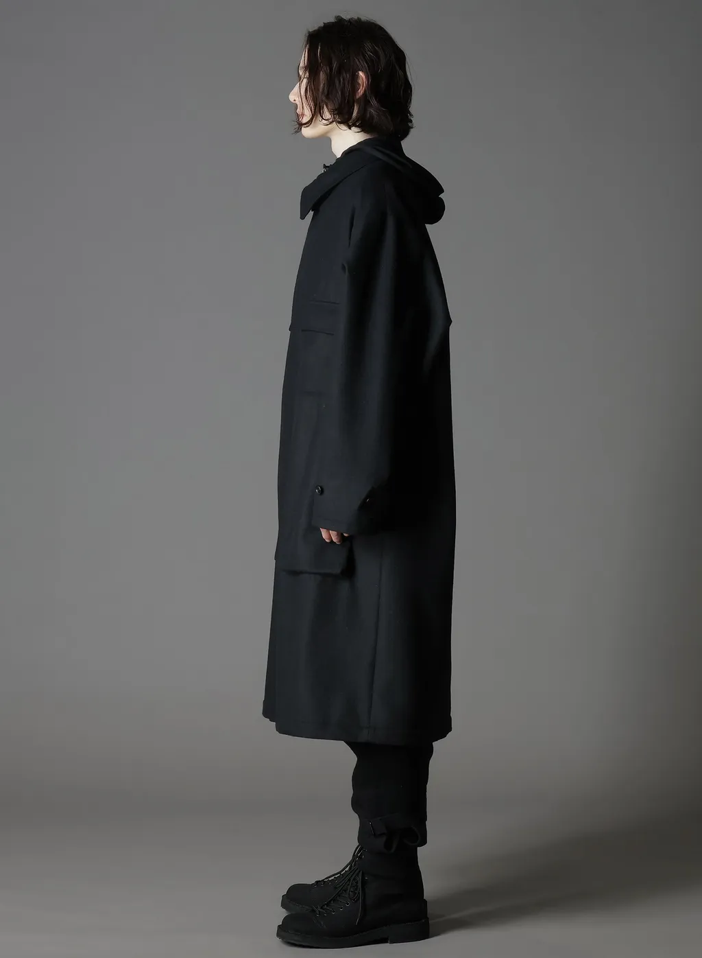 Melton Out Pocket Long Coat