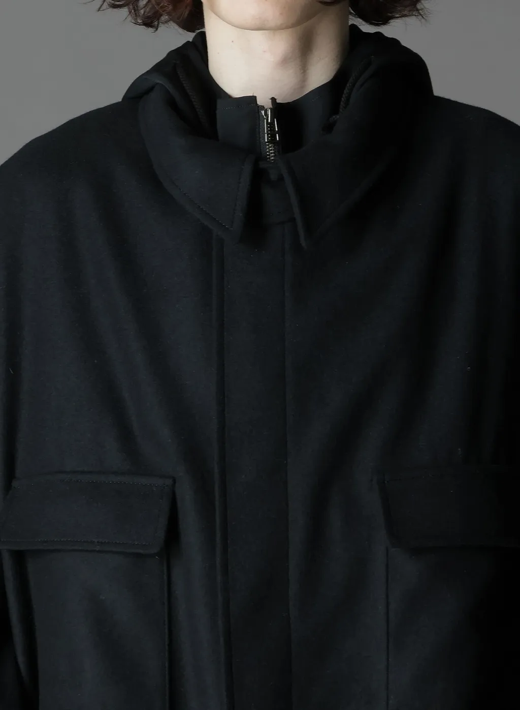 Melton Out Pocket Long Coat