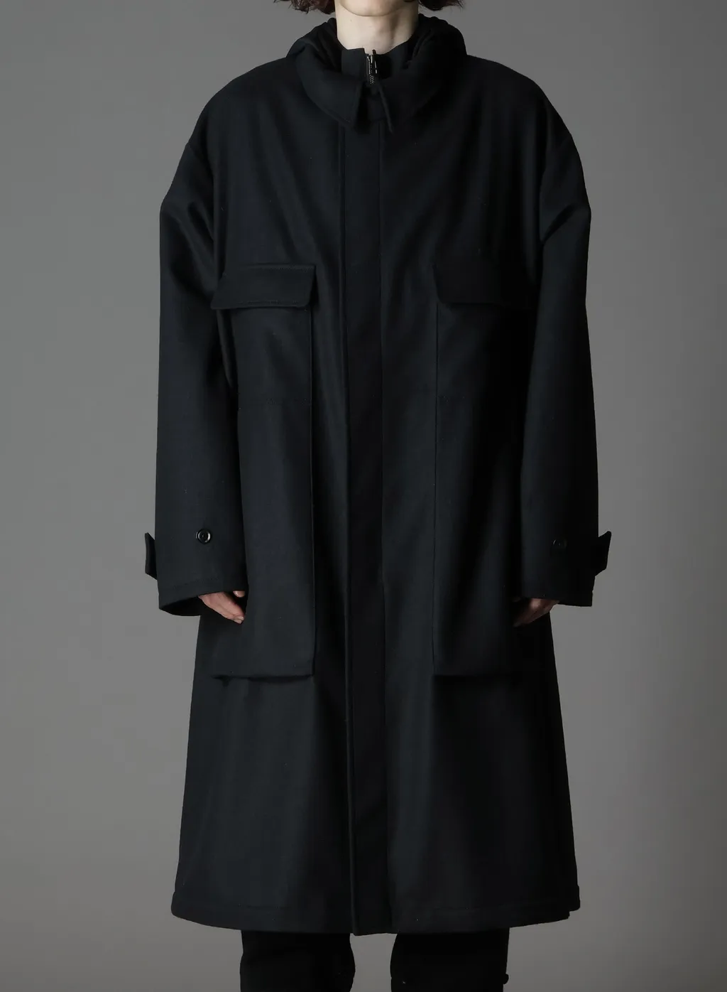 Melton Out Pocket Long Coat