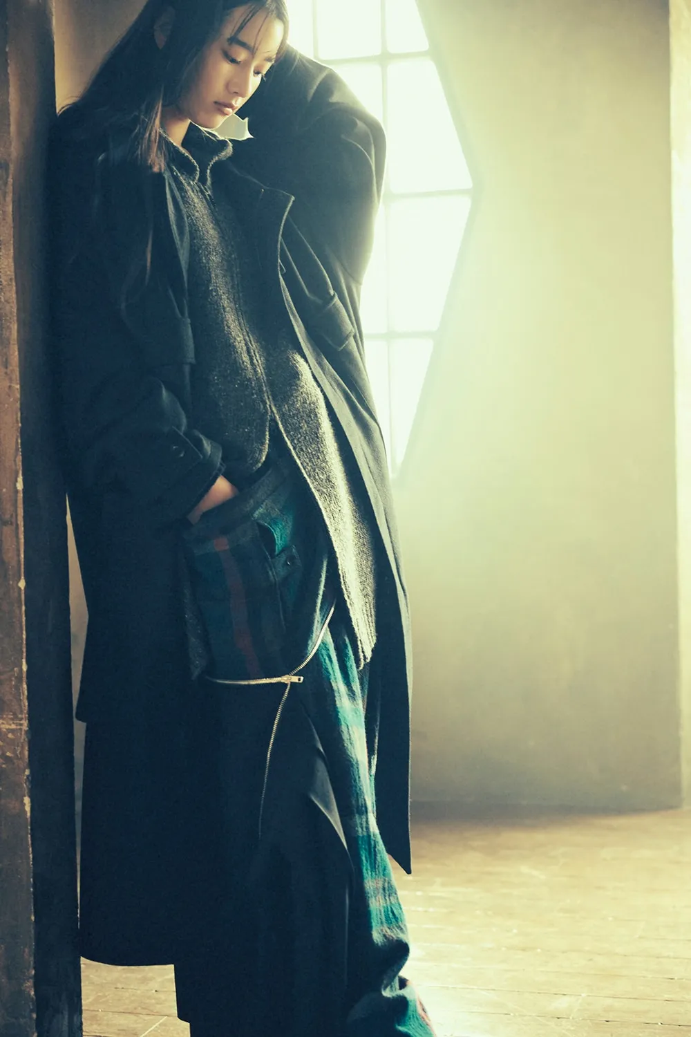 Melton Out Pocket Long Coat