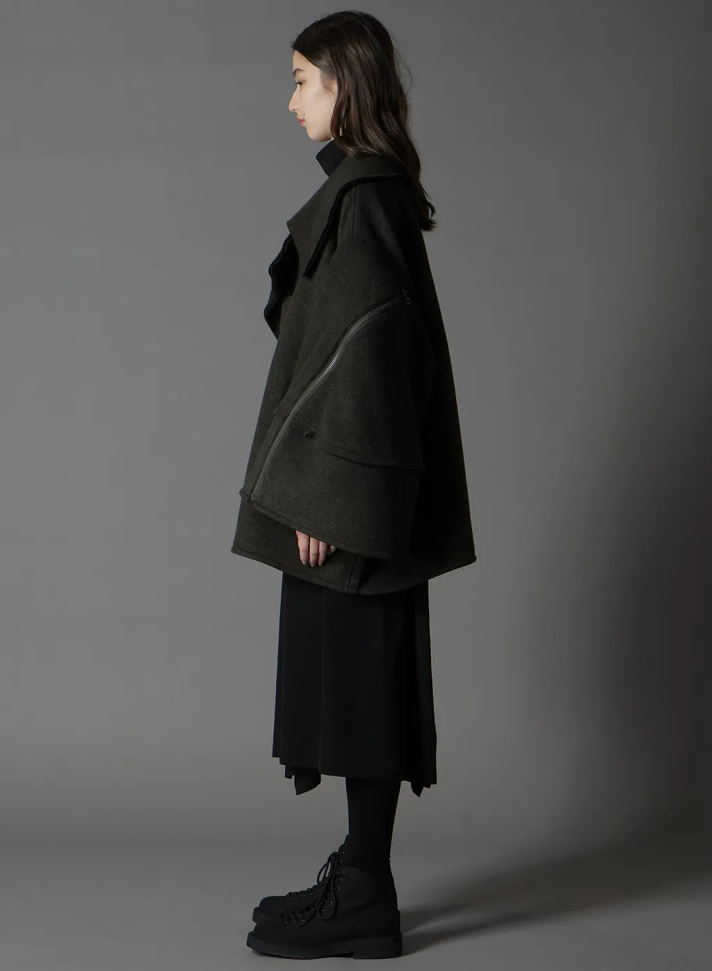 Double Weave Melton Short Length Big Sleeve Double Coat