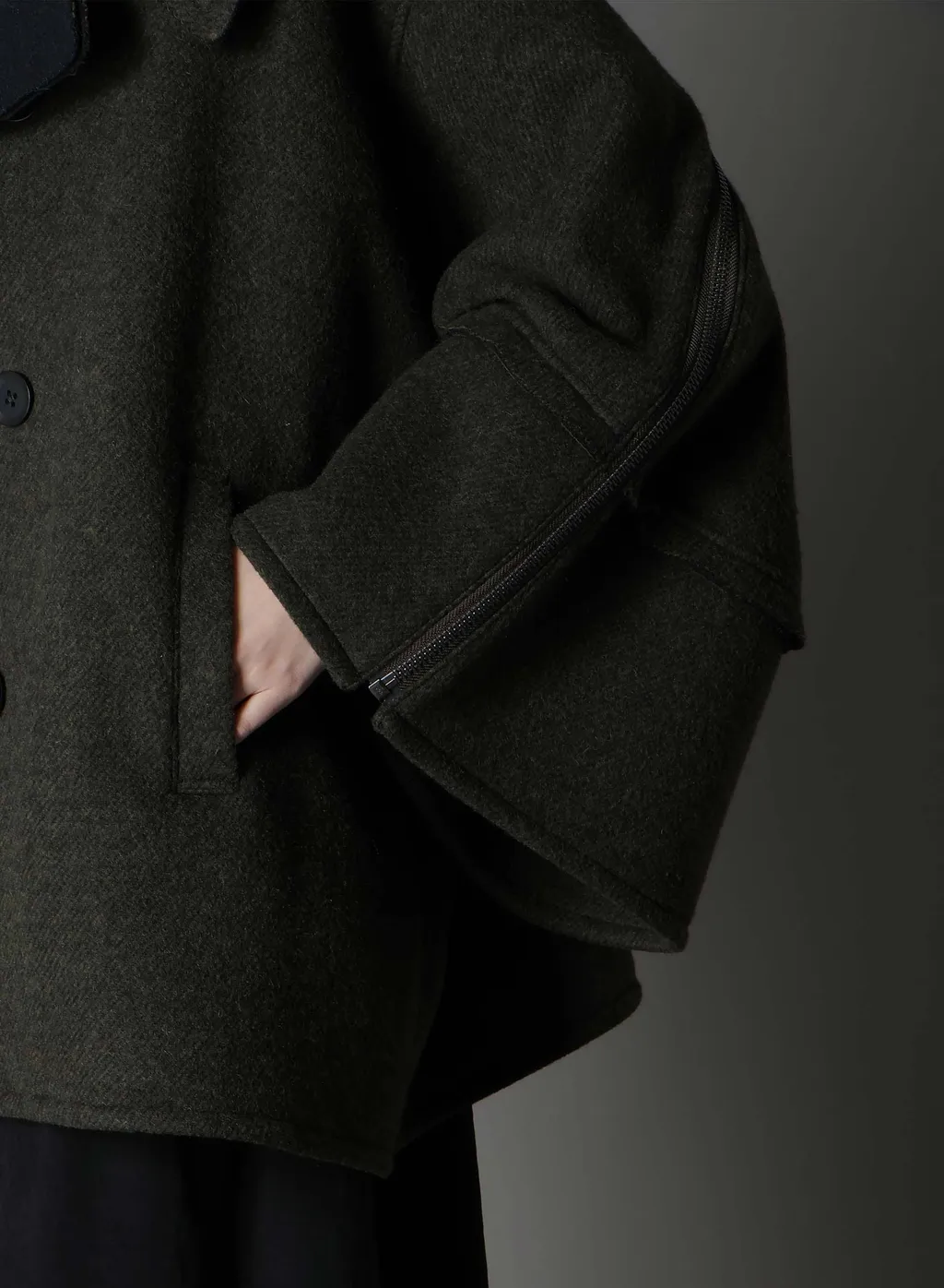 Double Weave Melton Short Length Big Sleeve Double Coat