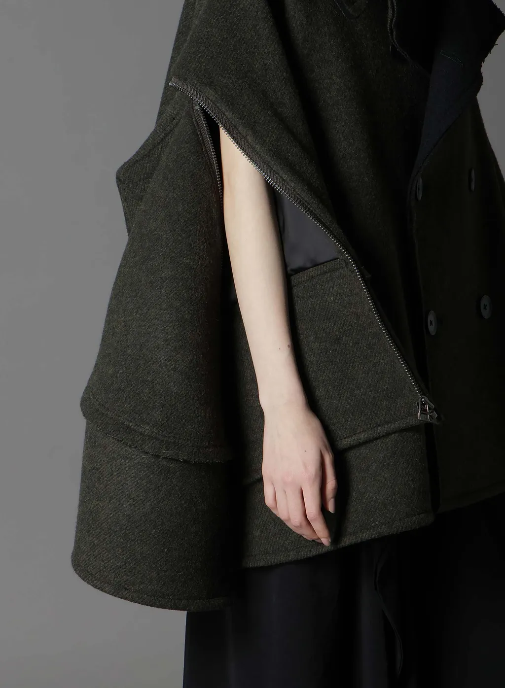 Double Weave Melton Short Length Big Sleeve Double Coat