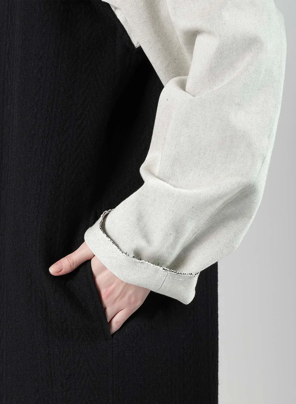 Cable Jq Knit Collerless Coat