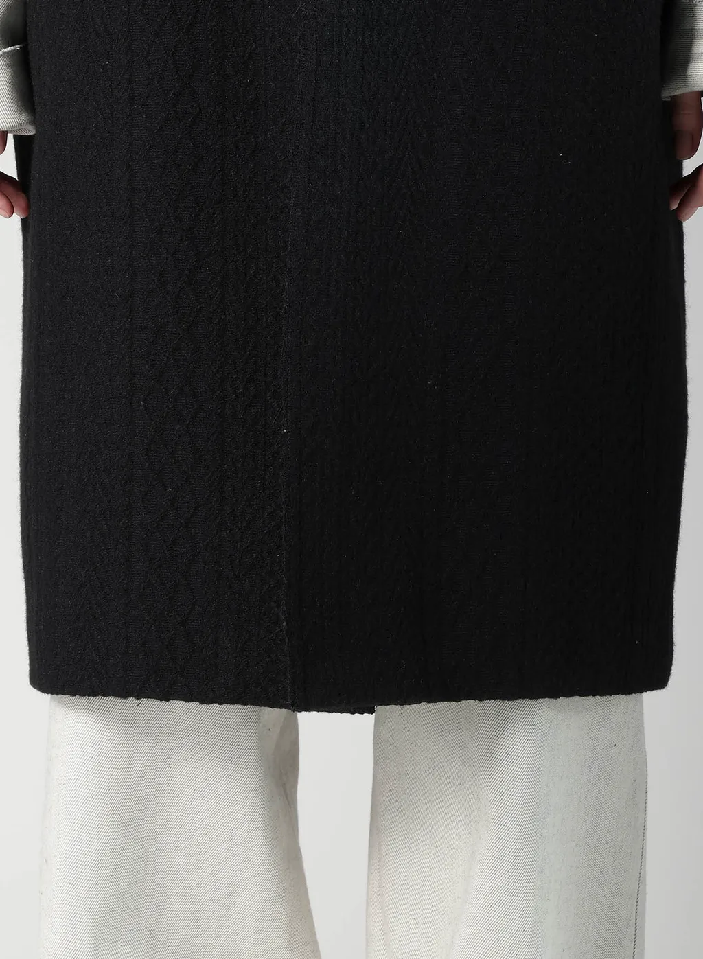Cable Jq Knit Collerless Coat