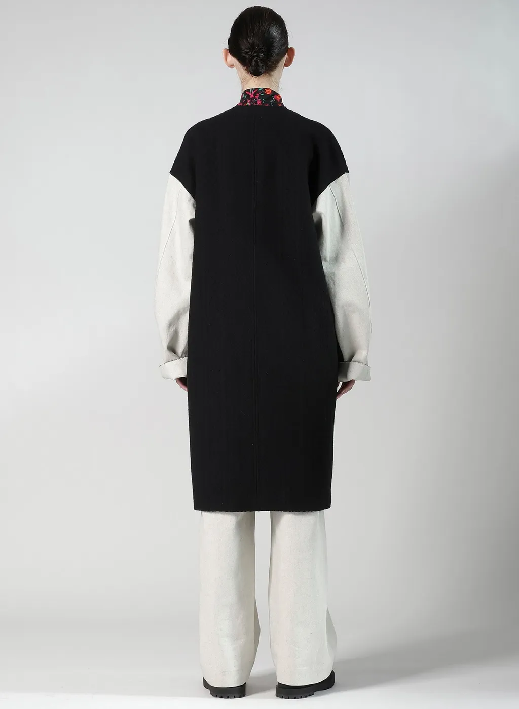 Cable Jq Knit Collerless Coat