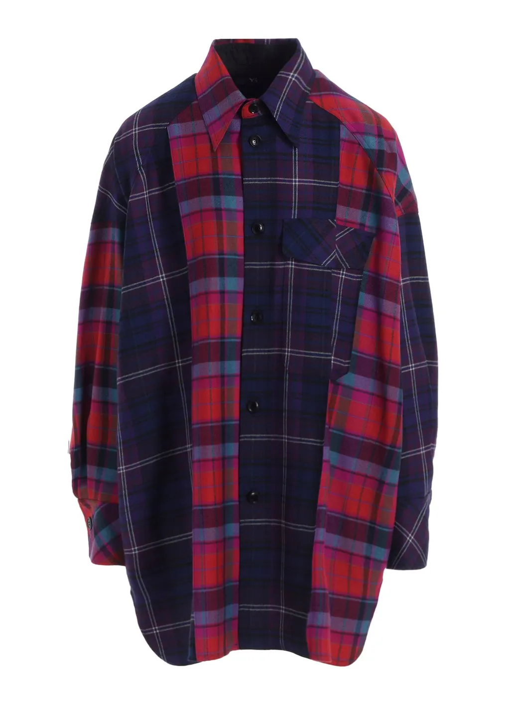 Plaid Shirt Collar Blouse