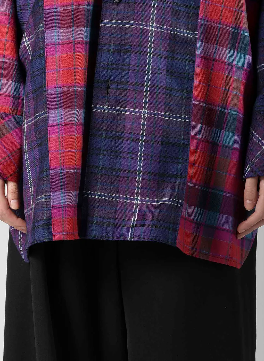 Plaid Shirt Collar Blouse