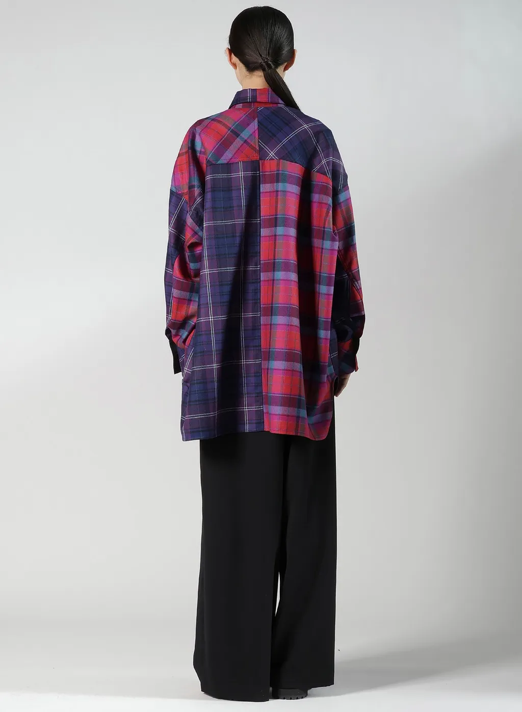 Plaid Shirt Collar Blouse