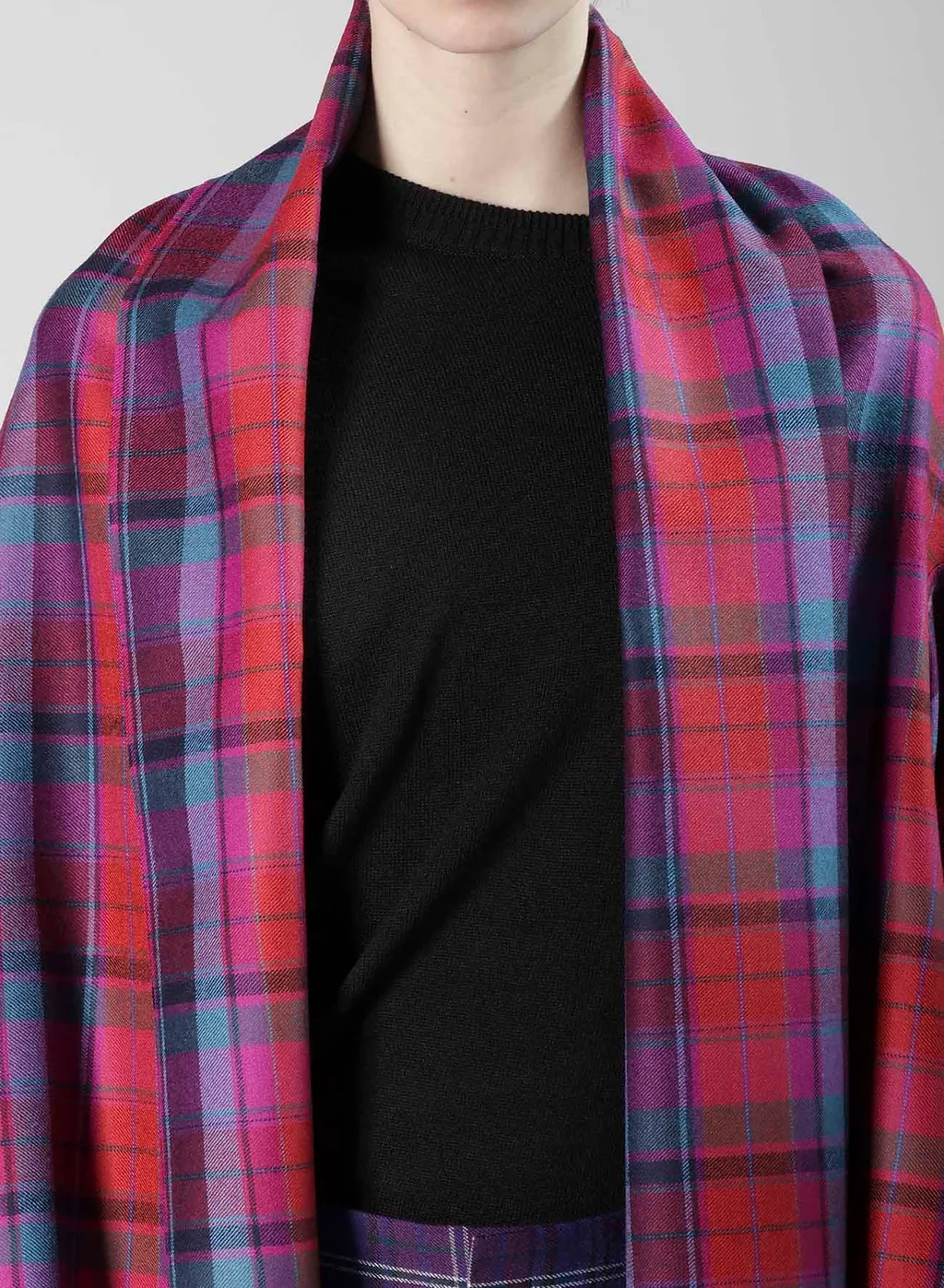 Plaid Scarf Blouson